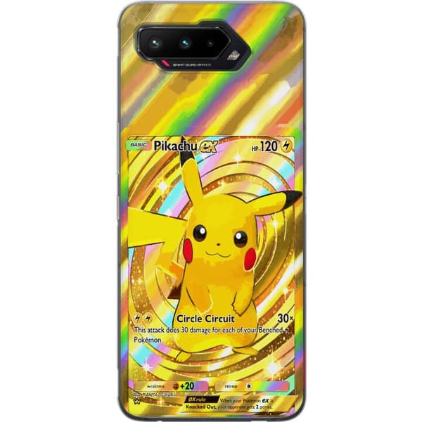 Kompatibelt Mobildeksel til Asus ROG Phone 5 Gullig Pikachu EX samlebilde med regnbueeffekter gull