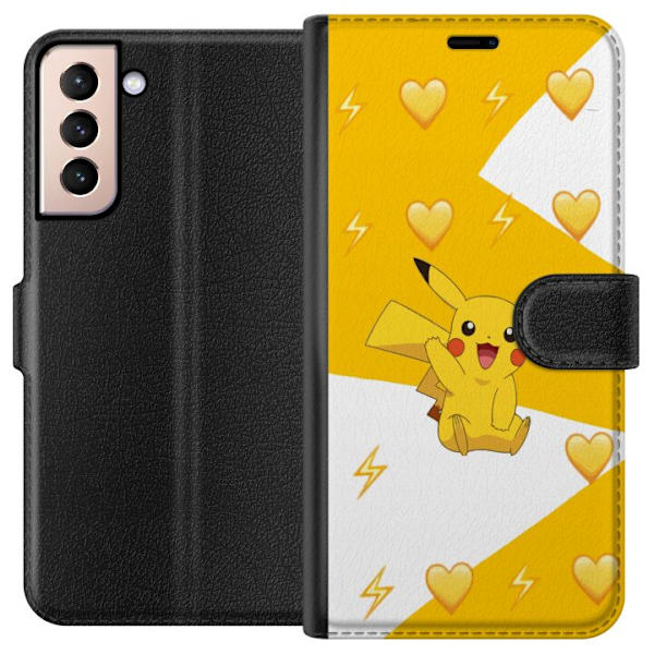 Samsung Galaxy S21 Plånboksfodral Pikachu Pokémon Gaming Figur Spelmotiv Populär Ikon Tecknad Serie Pokémon GO Barnklassiker