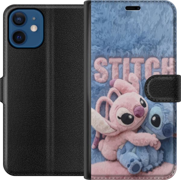 Kompatibel Tegnebogsetui til Apple iPhone 12 mini Bløde figurer i blå og pink med en fluffy baggrund og en sød stemning. blå