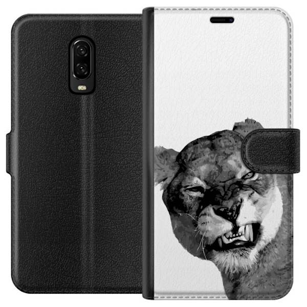 OnePlus 6T Tegnebogsetui Løve Kunstnerisk Dyremotiv Afrikansk Stil Jungle Følelse Grafisk Design Hjemmedekoration Dyr Tema