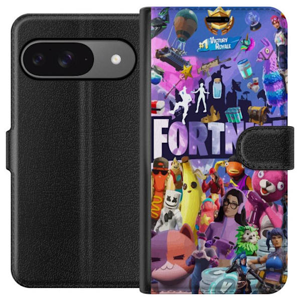 Google Pixel 9 Pro Lompakkokotelo Fortnite Hahmot Peliteema Ikonit Peli Suunnittelu Suosittu Taistelurojalainen Lapset Pelihahmojen Teema