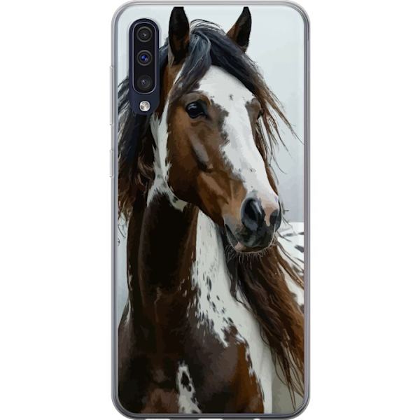 Samsung Galaxy A50 Genomskinligt Skal Häst Djurmotiv Grafisk Design Natur Kraftfullt Motiv Populär Väggkonst Djurtema Ridning