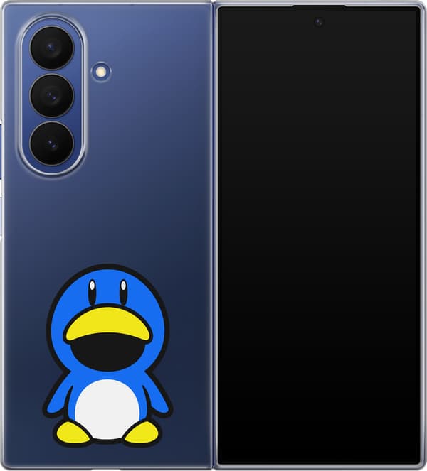 Kompatibelt Mobildeksel til Samsung Galaxy Z Fold7 Blå spillpingvin - Blått motiv med blå pingvindrakt. blå