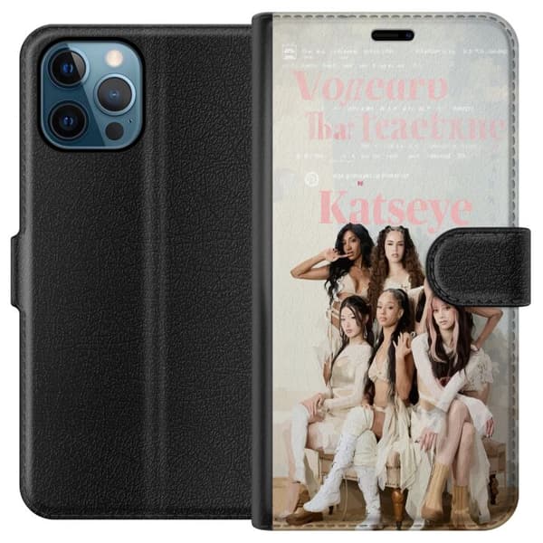 Kompatibelt Lommeboketui til Apple iPhone 12 Pro KATSEYE elegant grupporträtt beige