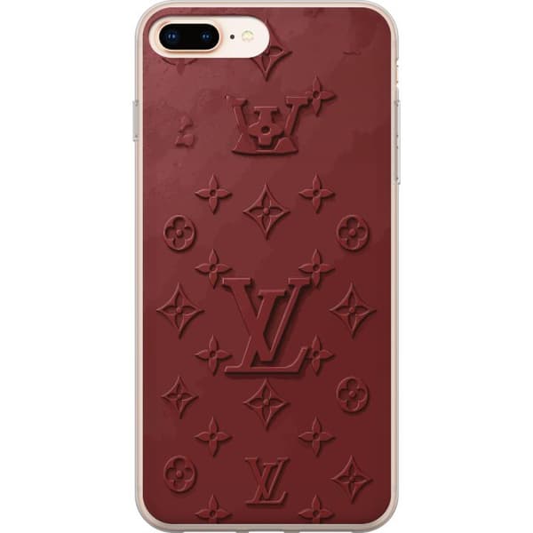 Kompatibelt Mobildeksel til Apple iPhone 7 Plus Luksuriøst Louis Vuitton-inspirert monogram i mørkerøde toner rød