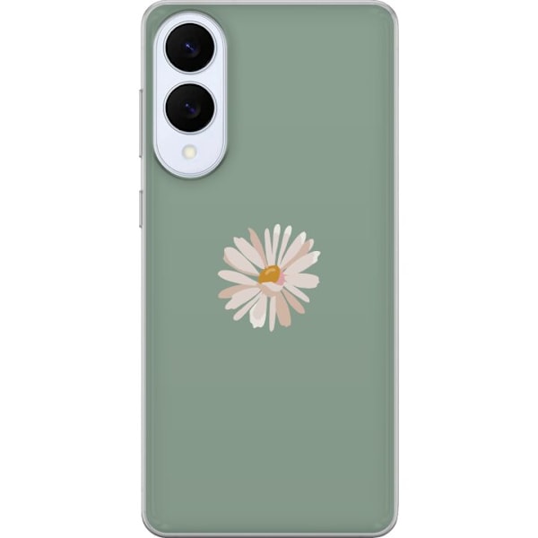 Samsung Galaxy S25 Edge Läpinäkyvä kuori Vihreä Minimalikukka - tyylikäs kukka vihreällä taustalla
