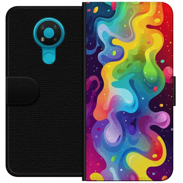 Nokia 3.4 Plånboksfodral Color Splash Abstrakt Konst Design Färgstarkt Mönster Modern Populär Väggkonst Grafiskt Trend