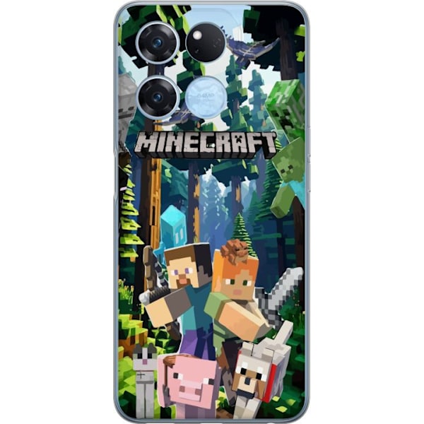OnePlus Ace Racing Läpinäkyvä kuori Minecraft-matkapuhelinkotelo metsällä ja pikselityylisillä hahmoilla