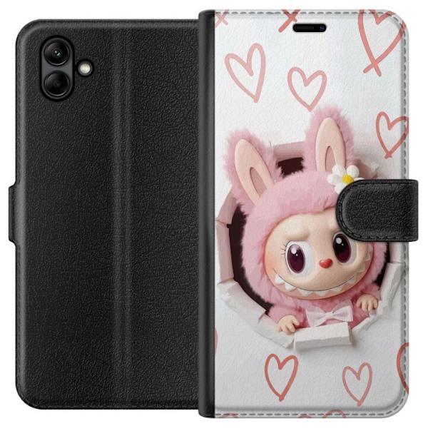 Samsung Galaxy A05 Lompakkokotelo Labubu Sydän Taustakuva Pop Mart Rakkausteema Hahmodesign Suosittu Motiivi Keräilytaideteossarja