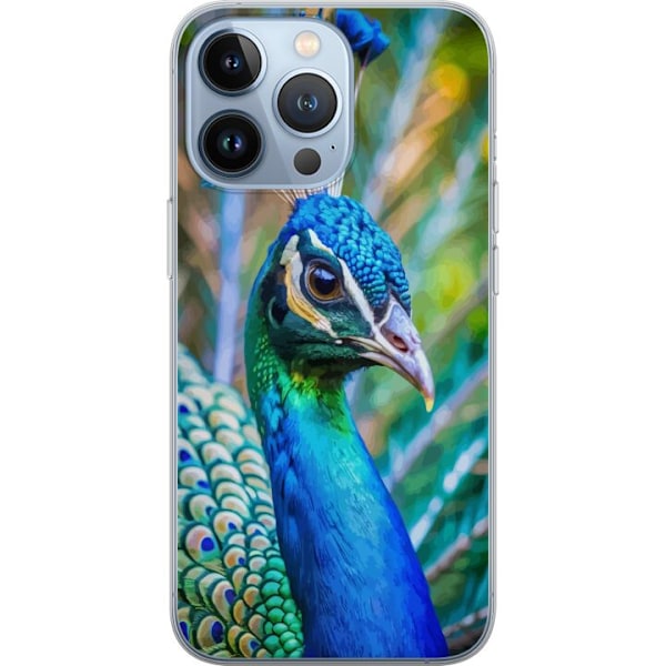 Apple iPhone 13 Pro Läpinäkyvä kuori Pavun Sulat Värikäs Design Lintuaihe Eksoottinen Graafinen Suunnittelu Luonto Ylellinen Koristelu