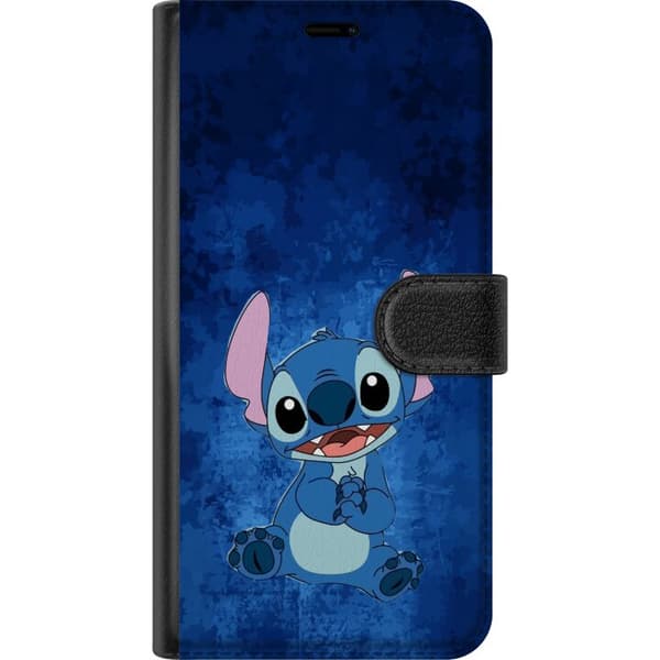 Kompatibel Tegnebogsetui til Apple iPhone 11 Pro Max Glad blå tegnet rumfigur med store ører og et charmerende smil mod en mørkeblå struktureret bagg blå