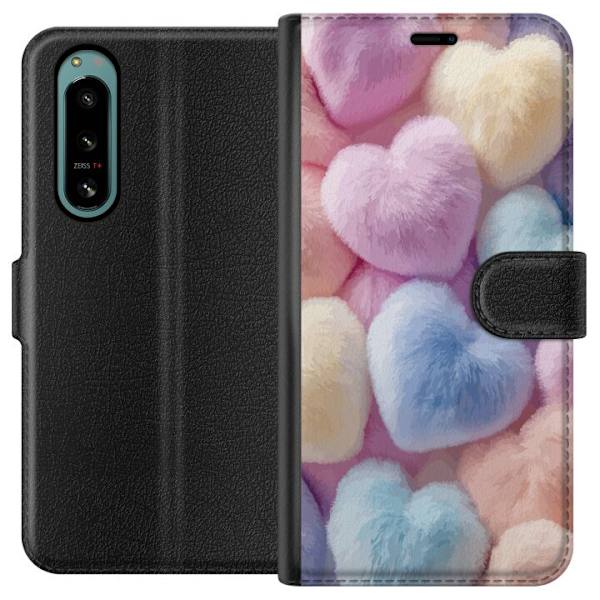Sony Xperia 5 IV Tegnebogsetui Hjerter Kærlighed Grafisk Design Romantisk Motiv Populær Symbol Grafisk Mønster Dekoration
