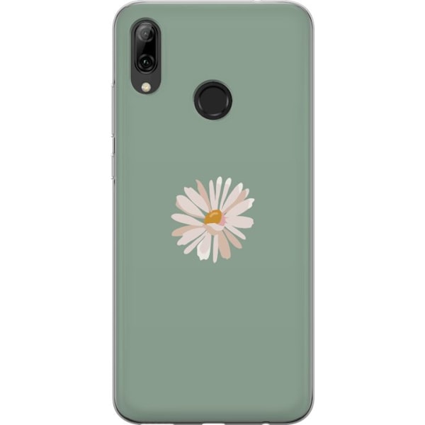 Huawei P smart 2019 Genomskinligt Skal Grön Minimalblomma – stilren blomma på grön bakgrund