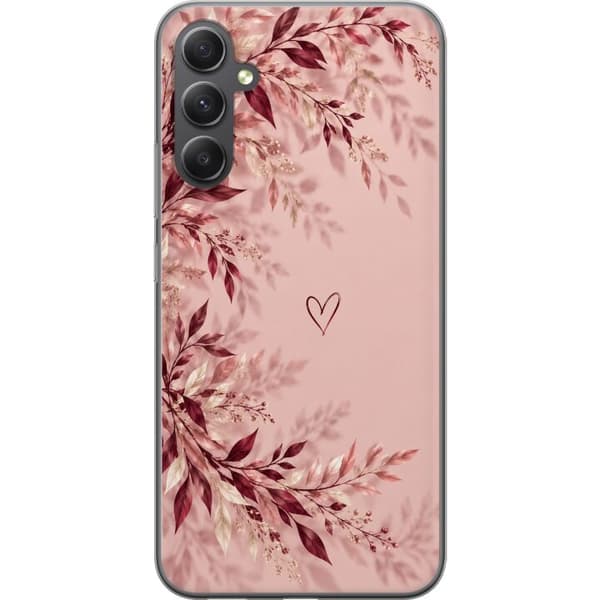 Kompatibelt Mobildeksel til Samsung Galaxy A05s Vinrøde blader rosa