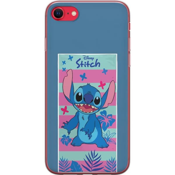 Kompatibelt Mobildeksel til Apple iPhone SE (2020) Stitch med tropiske blader og pastellstriper blå