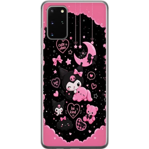 Kompatibel Mobilcover til Samsung Galaxy S20+ Søde lyserøde og sorte gothfigurer med hjerter, måne, stjerner og positiv tekst sort
