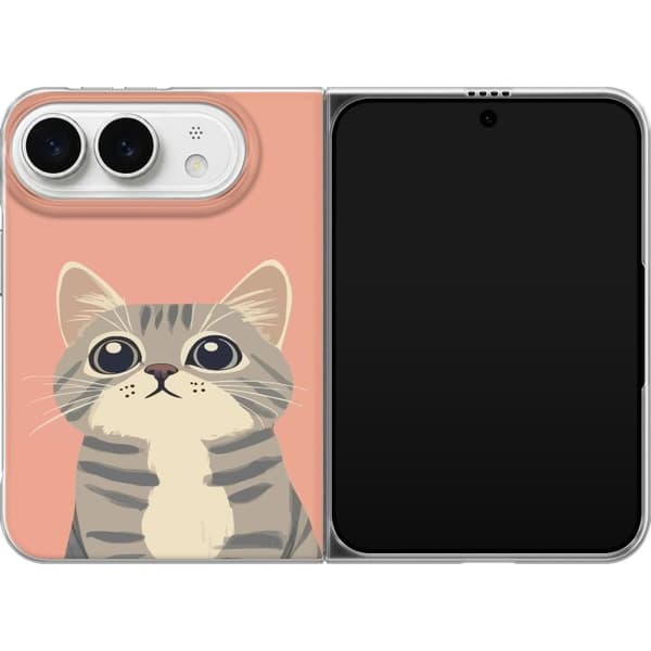 Kompatibelt Mobildeksel til Apple iPhone Duo Söt grå katt mot rosa bakgrund rosa