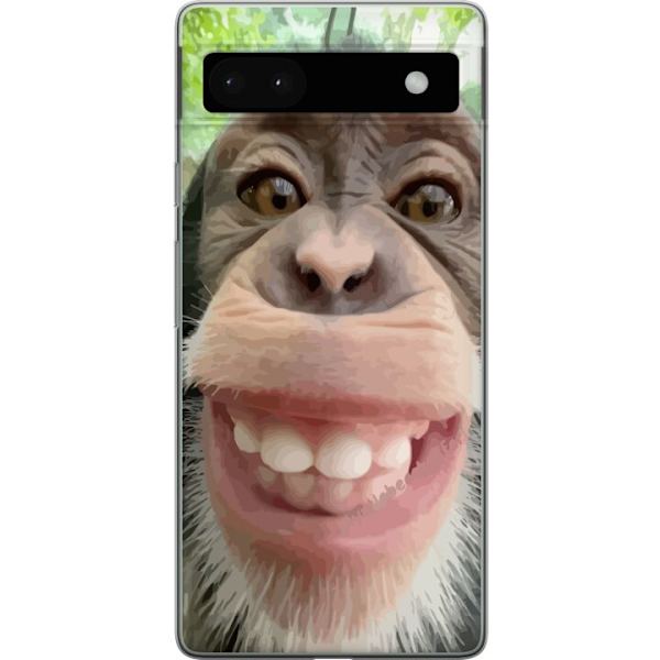 Google Pixel 6a Läpinäkyvä kuori Simpanssi Selfie Rauhallinen Graafinen Suunnittelu Apinan Aihe Suosittu Urban Art Tyyli