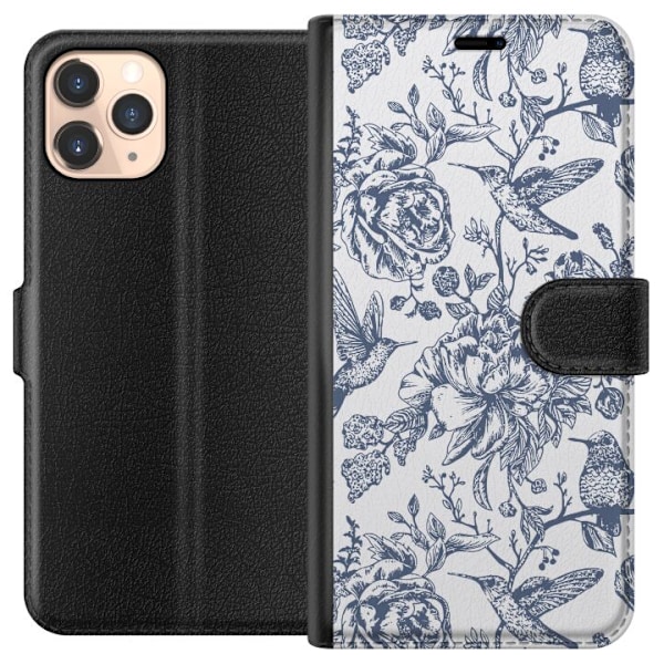 Apple iPhone 11 Pro Plånboksfodral Blomster & Fåglar – romantiskt mönster i vintage-stil