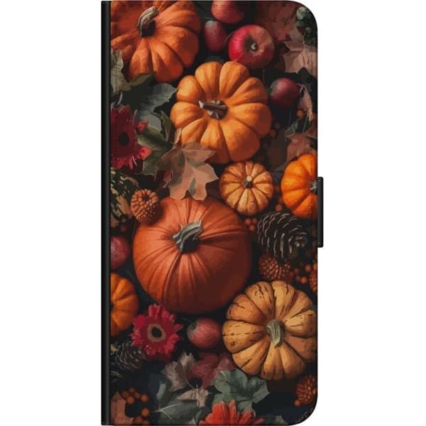 Kompatibelt Lommeboketui til Samsung Galaxy A20s Gresskarhøst høst plakat høst halloween gresskar epler blomster høstsesong rustikk dekor design