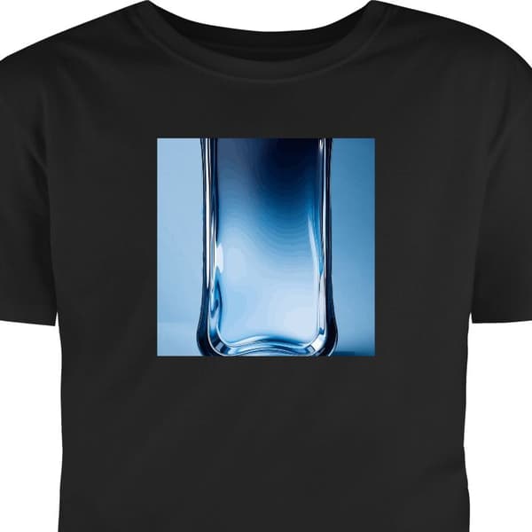 T-shirt til Voksen Sort Stor Abstrakt blå glaseffekt med bløde overgange og blanke refleksioner sort L