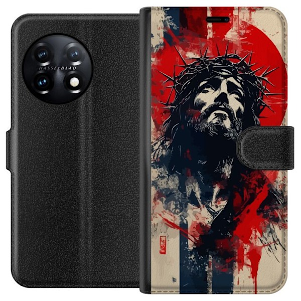 OnePlus 11R Lompakkokotelo Jeesus ristillä - kristillinen aih