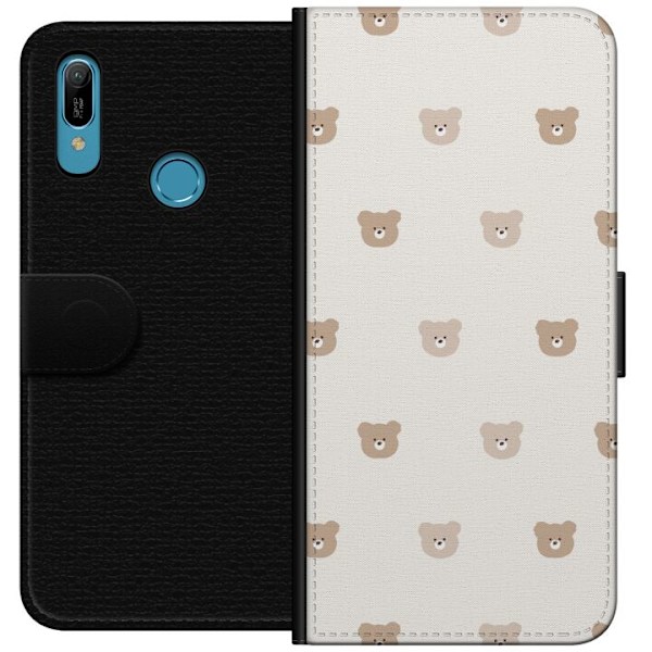 Huawei Y6 (2019) Tegnebogsetui Teddybaggrund - søde teddybjørne mod en blød baggrund