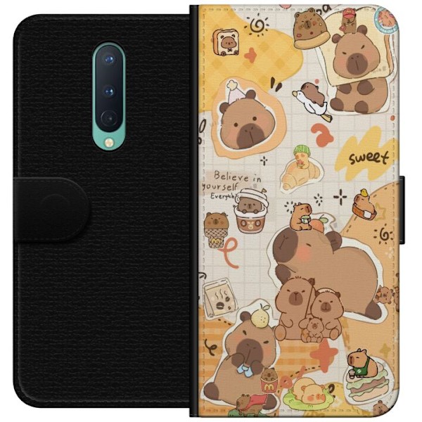 OnePlus 8 Plånboksfodral Kawaii capybara mobilskal med gulliga djurmotiv