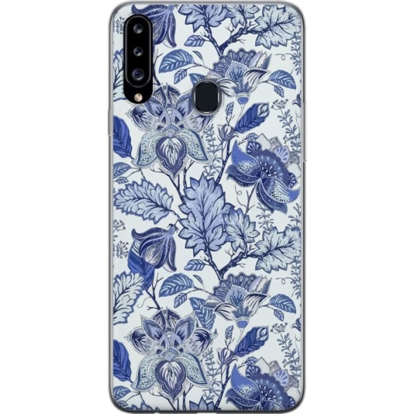 Samsung Galaxy A20s Genomskinligt Skal Blommor Blå...