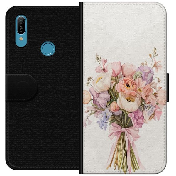 Huawei Y6 (2019) Plånboksfodral Mobilskal med färgglad blombukett i romantisk stil