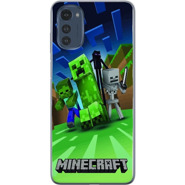 Motorola Moto E32s Gennemsigtig cover Minecraft Creeper mobilskal i klassisk grön pixelstil