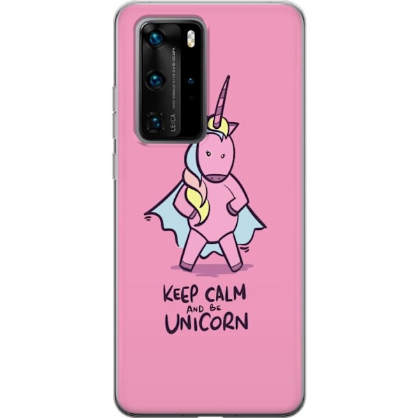 Huawei P40 Pro Genomskinligt Skal Keep Calm Enhörning