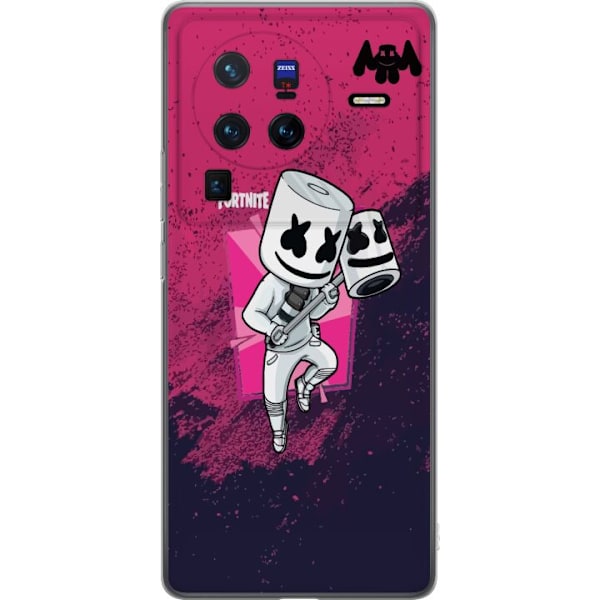 vivo X80 Pro Läpinäkyvä kuori Marshmello Fortnite Skin Emot