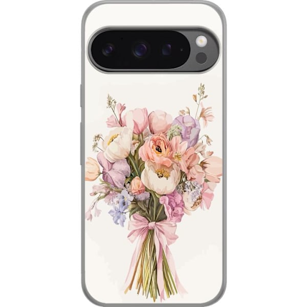 Google Pixel 9 Pro XL Genomskinligt Skal Mobilskal med färgglad blombukett i romantisk stil