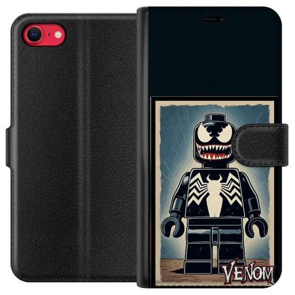 Kompatibel Tegnebogsetui til Apple iPhone 8 Sort monsterfigur med skarpe tænder og dramatisk tegneseriedesign sort