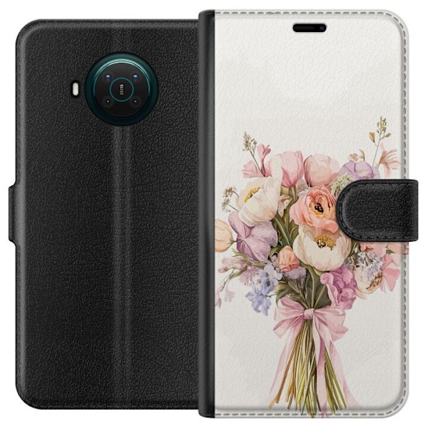 Nokia X10 Plånboksfodral Mobilskal med färgglad blombukett i romantisk stil