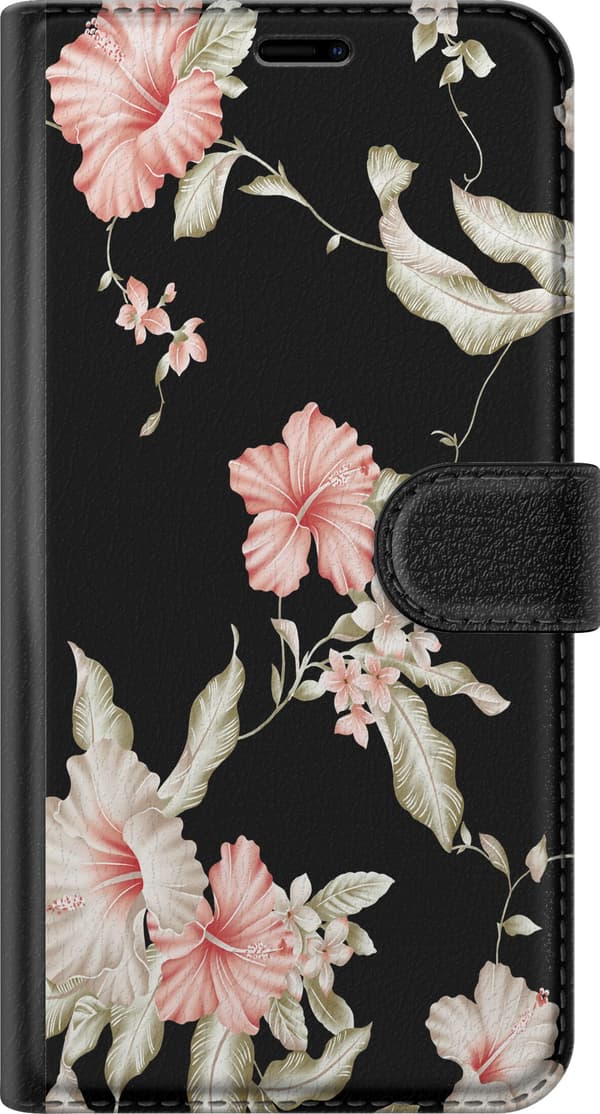 Kompatibelt Plånboksfodral till Xiaomi Redmi 10C Floral Pattern Black