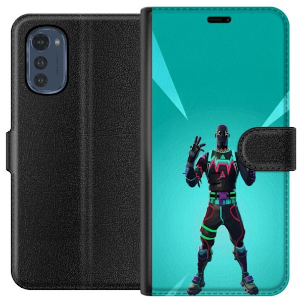 Motorola Moto E32s Tegnebogsetui sort ridder fortnite