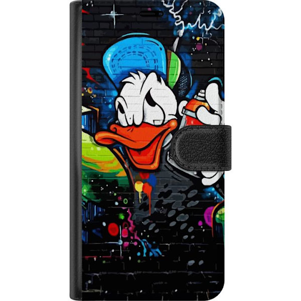 OnePlus 6 Tegnebogsetui Kalle Anka Graffiti Disney Design Sjovt Børnemotiv Farve Grafisk Populær Serie Ikonisk Disneyfigur