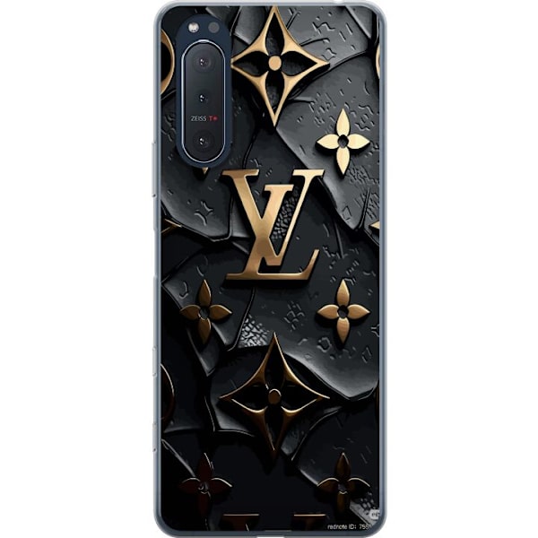 Sony Xperia 5 II Genomskinligt Skal Louis Vuitton Dark Mode Design Svart Lyx Stil Fashion Populärt Grafiskt Mönster Modeikon Lyxmärke