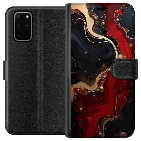 Yhteensopiva Lompakkokotelo Samsung Galaxy S20+ Marmor Punainen