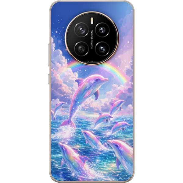 Kompatibelt Mobildeksel til Honor Magic7 Glittrande regnbågsdelfiner flerfarget