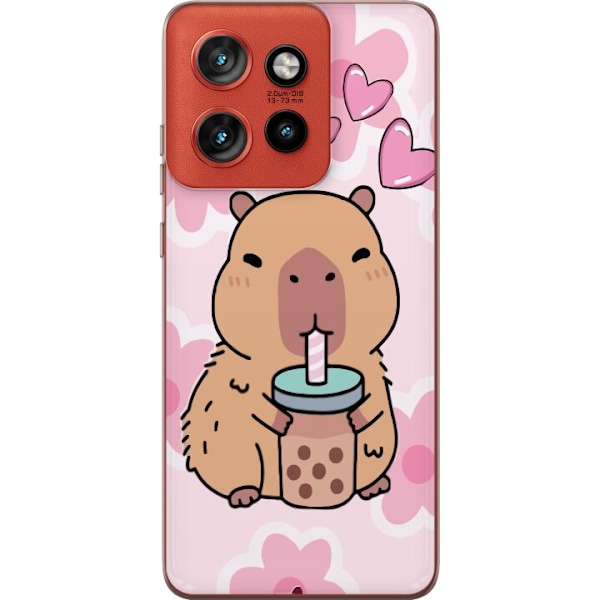 Motorola Edge 50 Neo Genomskinligt Skal Kawaii Capybara Hjärt