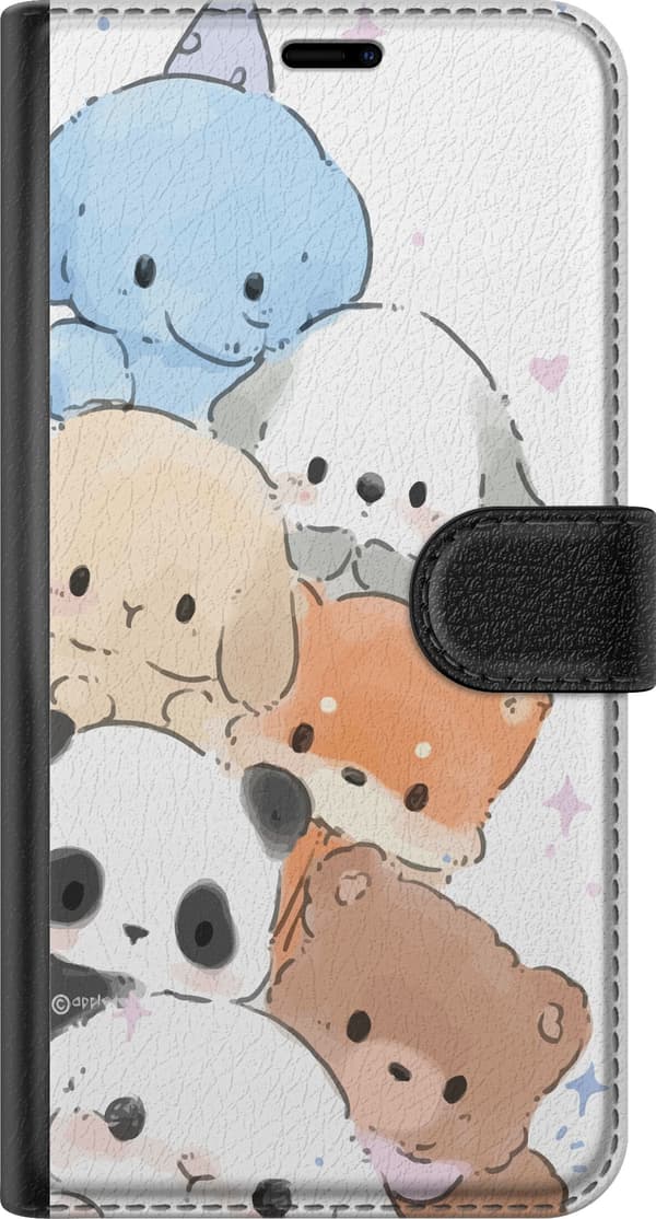 Kompatibel Tegnebogsetui til Samsung Galaxy S21 Pasteldyr i stak - dyreillustration på hvid baggrund hvid