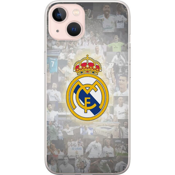 Apple iPhone 13 Genomskinligt Skal Real Madrid Emblem Fotboll Klubbmärke Vit Guld Design Champions League Mästare La Liga Fans Ikoniskt