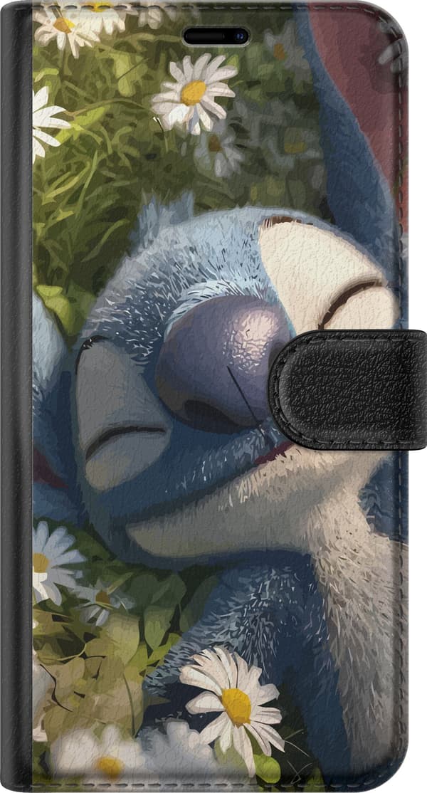 Kompatibelt Plånboksfodral till Apple iPhone 6 Sovande blå rymdfigur i närbild bland små vita prästkragar och gröna växter blå