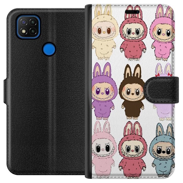 Xiaomi Redmi 9C Plånboksfodral Labubu Pink Monster – Popkonst med Kawaii-touch