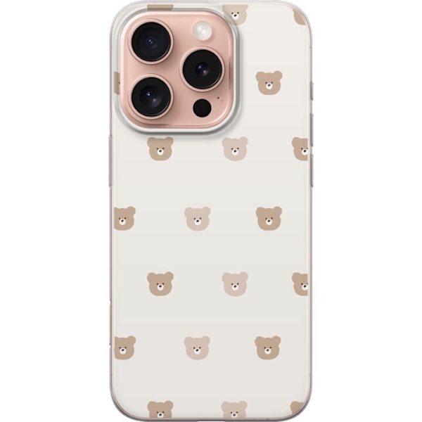 Apple iPhone 16 Pro Läpinäkyvä kuori Teddy-tausta - söpöt teddykarhut pehmeällä taustalla