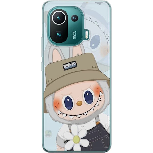 Xiaomi Mi 11 Pro Läpinäkyvä kuori Labubu hattuineen - Pop Mart -hahmo Mr. Butcher retrotyylillä ja luonteella