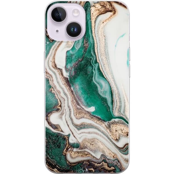 Kompatibelt Mobilskal till Apple iPhone 14 Grön / Guld marmor